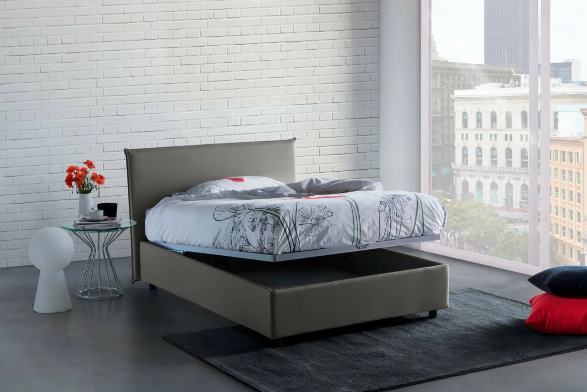 Letto piazza e mezza Anissa, adatto per materasso Cm 120x200, Rosso
