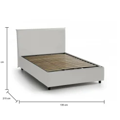 Letto piazza e mezza April, adatto per materasso Cm 120x200, Tortora