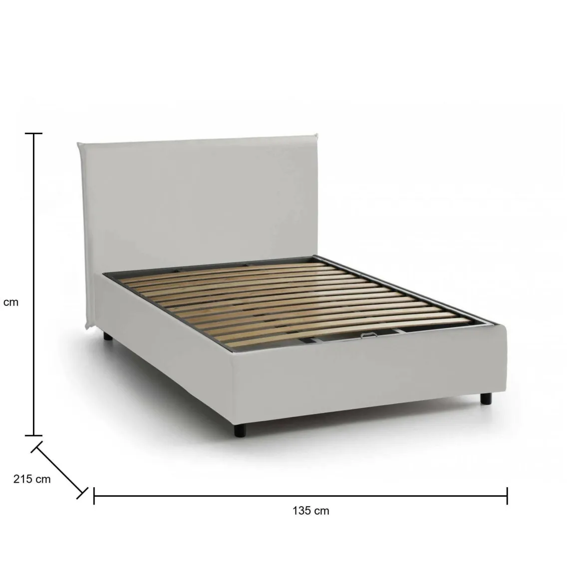 Letto piazza e mezza April, adatto per materasso Cm 120x200, Tortora