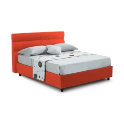 Letto Piazza e Mezza Arancione Materasso Incluso Sfoderabile, Contenitore Made in Italy - Brinzio