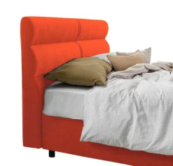 Letto Piazza e Mezza Arancione Sfoderabile Contenitore, Dimensione Materasso 120x200 cm Made in Italy - Briona