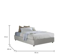 Letto piazza e mezza Arbo, adatto per materasso Cm 120x190, Bianco