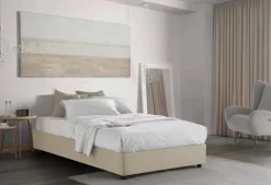 Letto piazza e mezza Ariba, adatto per materasso Cm 120x190, Beige