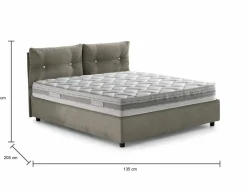 Letto piazza e mezza Arieta, con materasso Cm 120x190 incluso, Tortora