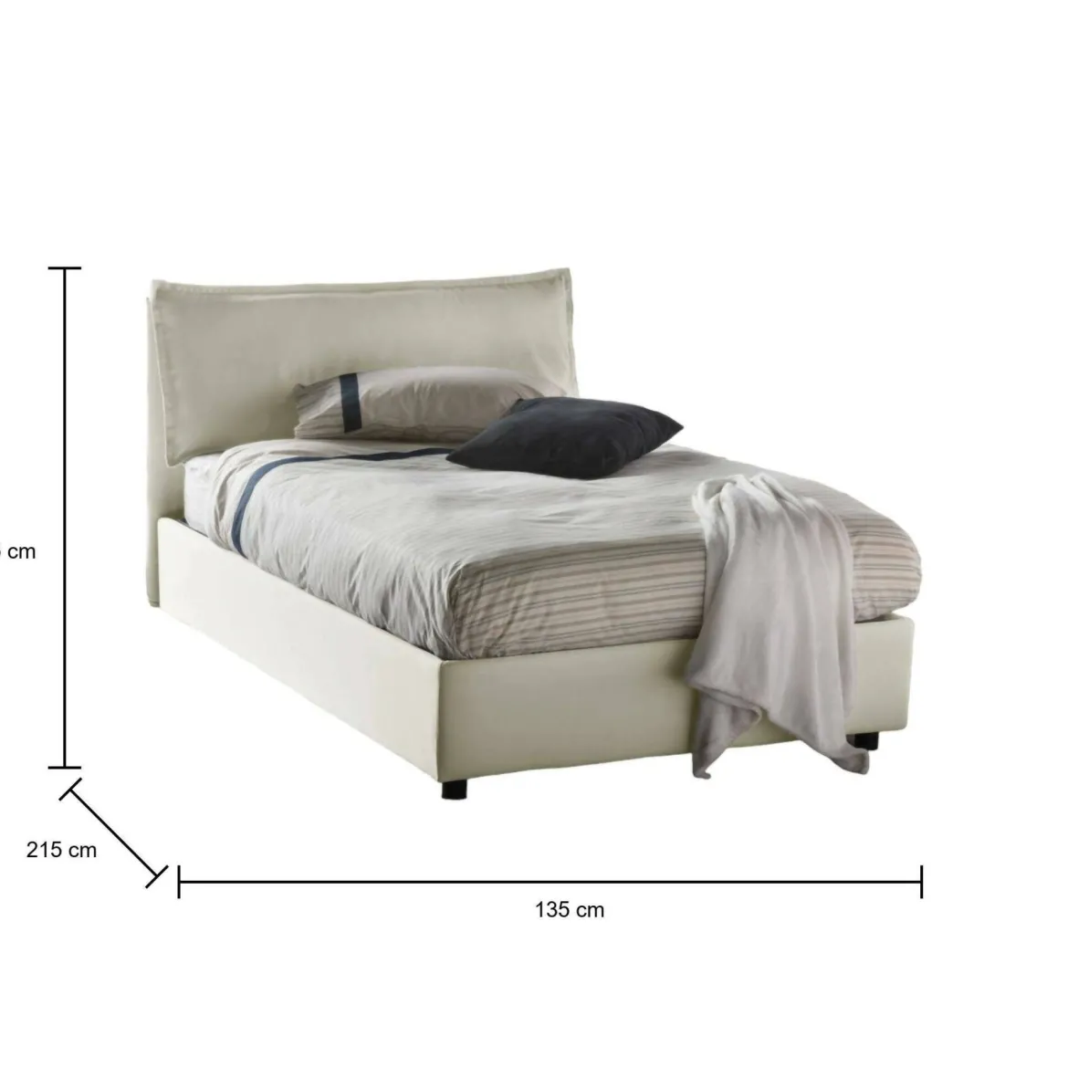 Letto piazza e mezza Arnaldo, adatto per materasso Cm 120x200, Bianco