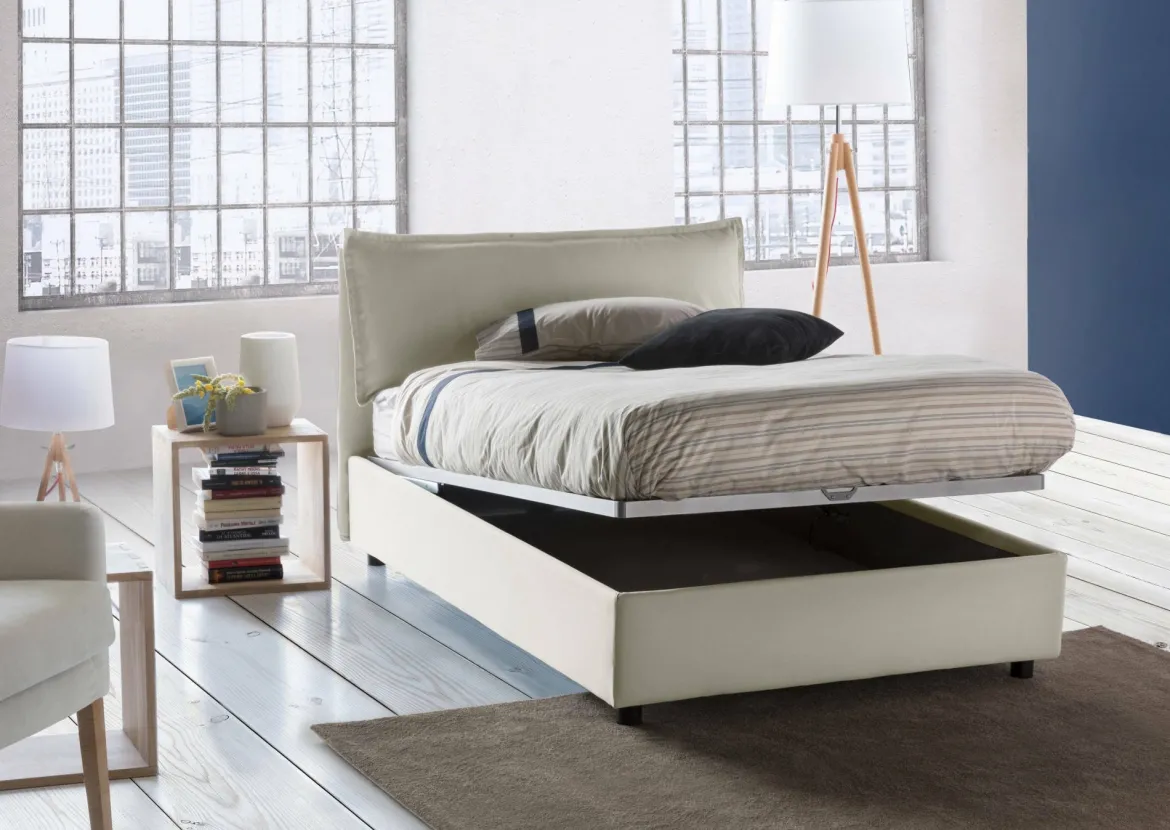 Letto piazza e mezza Arnaldo, adatto per materasso Cm 120x200, Bianco