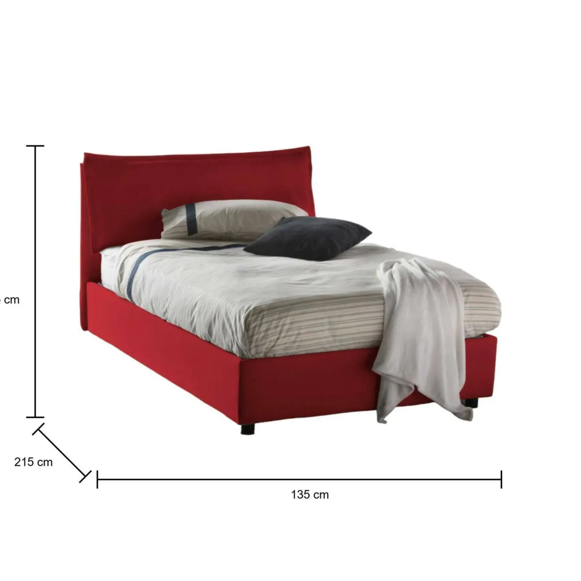 Letto piazza e mezza Arnaldo, adatto per materasso Cm 120x200, Tortora