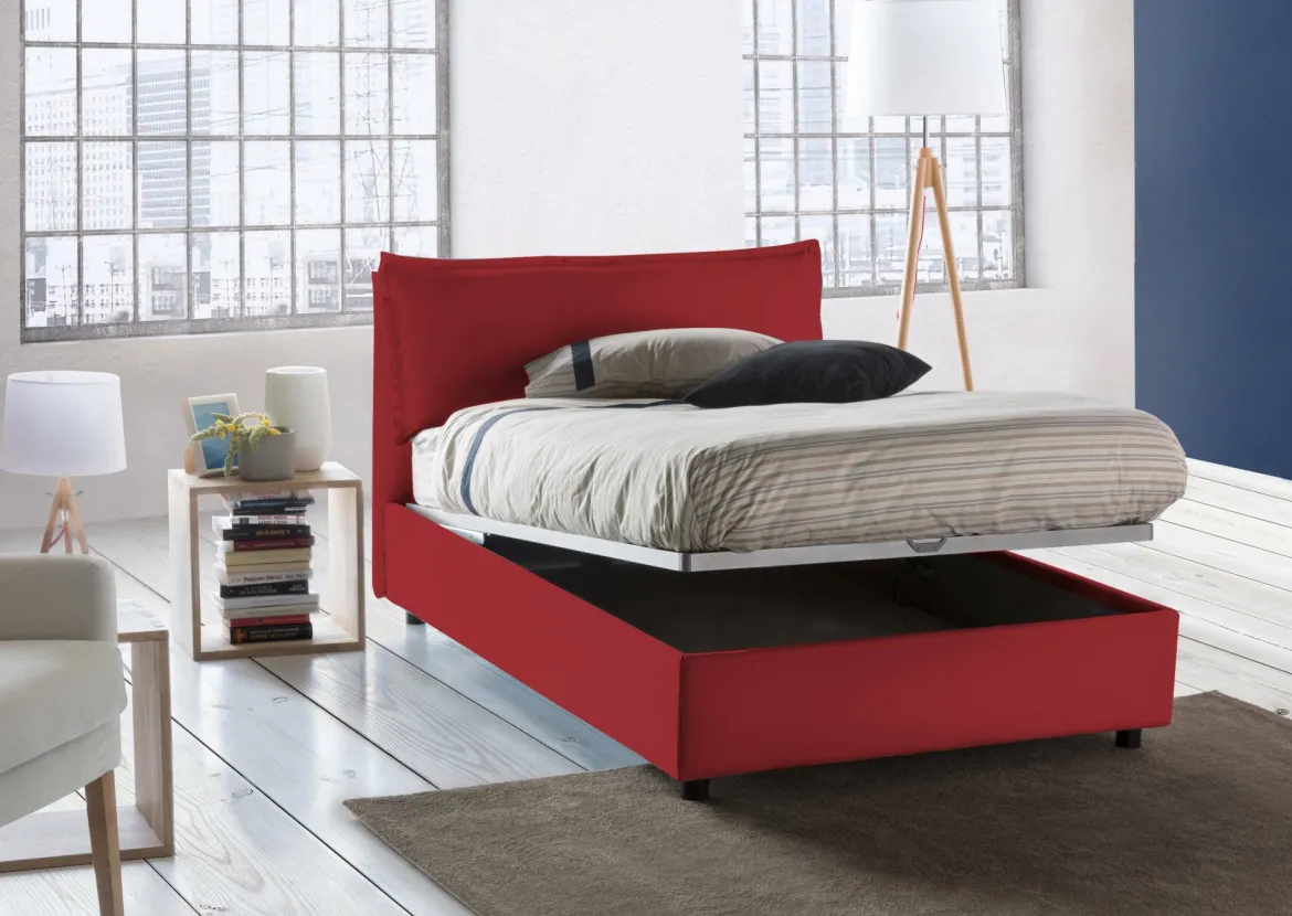Letto piazza e mezza Arnaldo, adatto per materasso Cm 120x200, Tortora