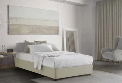 Letto piazza e mezza Asid, adatto per materasso Cm 120x190, Beige