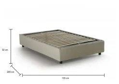 Letto piazza e mezza Asid, adatto per materasso Cm 120x190, Beige