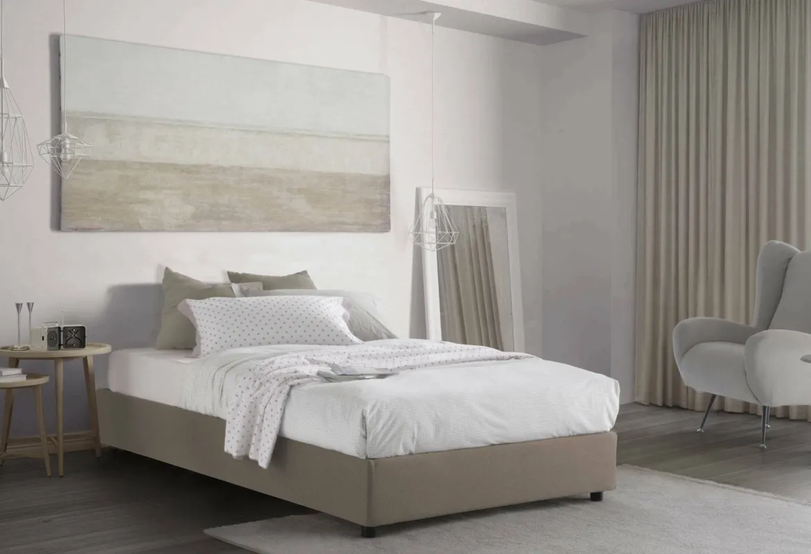 Letto piazza e mezza Asid, adatto per materasso Cm 120x190, Tortora