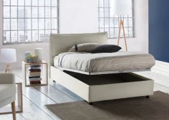 Letto piazza e mezza Asso, adatto per materasso Cm 120x190, Beige