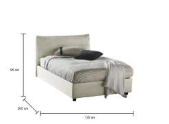 Letto piazza e mezza Attinia, con materasso Cm 120x190 incluso, Beige