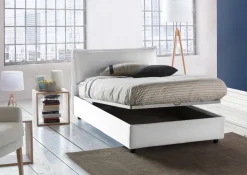 Letto piazza e mezza Attinia, con materasso Cm 120x190 incluso, Bianco
