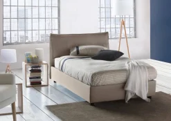 Letto piazza e mezza Attinia, con materasso Cm 120x190 incluso, Tortora