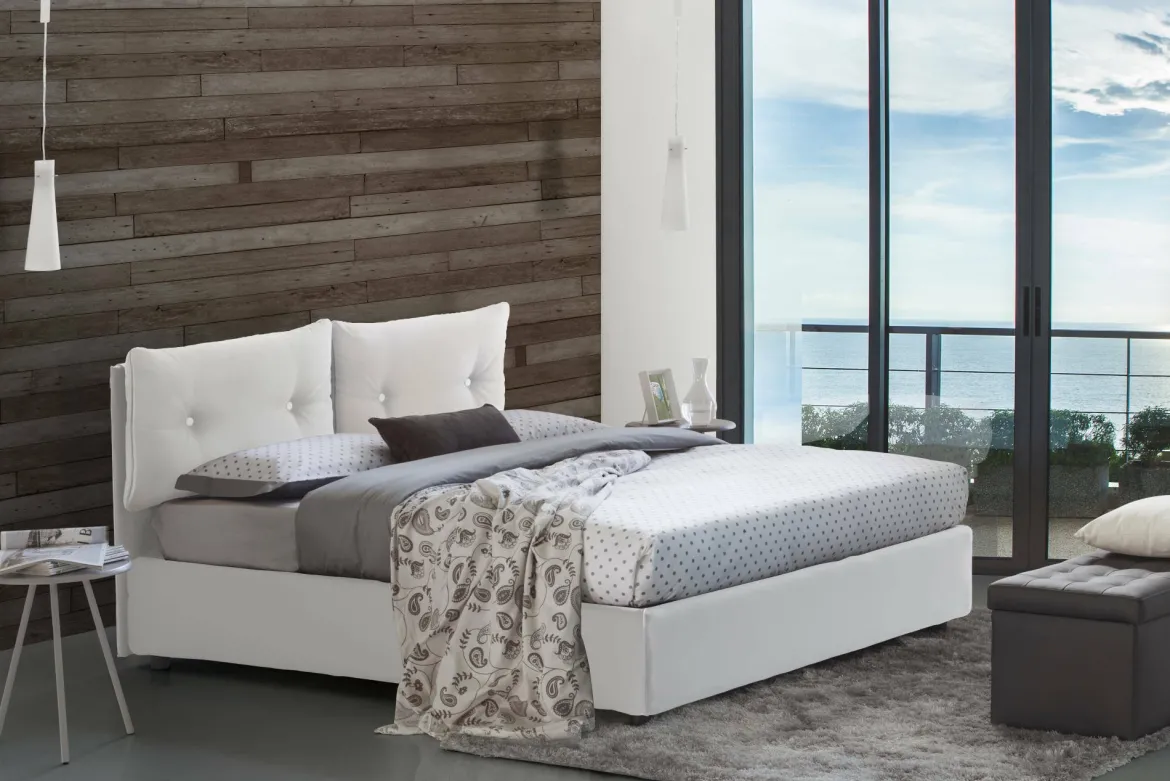 Letto piazza e mezza Bacio, con materasso Cm 120x190 incluso, Bianco