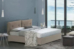 Letto piazza e mezza Bacio, con materasso Cm 120x190 incluso, Tortora