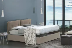 Letto piazza e mezza Bacio, con materasso Cm 120x190 incluso, Tortora