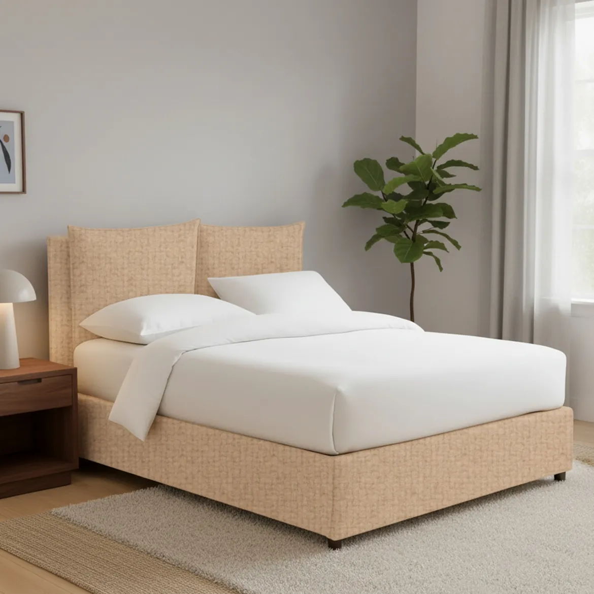 Letto Piazza e Mezza Beige Sfoderabile Contenitore, Dimensione Materasso 120x190 cm - Forli