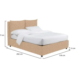 Letto Piazza e Mezza Beige Sfoderabile Contenitore, Dimensione Materasso 120x190 cm - Forli