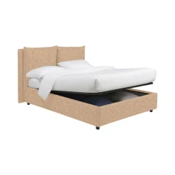 Letto Piazza e Mezza Beige Sfoderabile Contenitore, Dimensione Materasso 120x190 cm - Forli