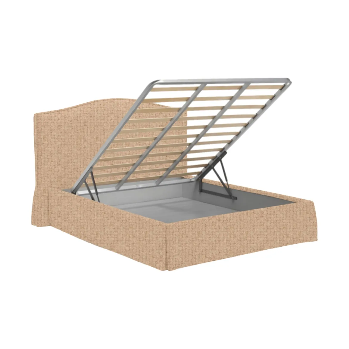 Letto Piazza e Mezza Beige Sfoderabile Contenitore, Dimensione Materasso 120x190 cm - Lavagna