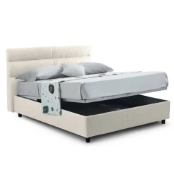 Letto Piazza e Mezza Beige Sfoderabile Contenitore, Dimensione Materasso 120x200 cm - Codevigo