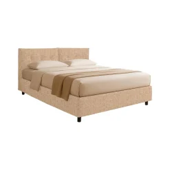 Letto Piazza e Mezza Beige Sfoderabile Contenitore, Dimensione Materasso 120x200 cm - Concesio