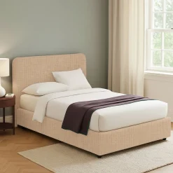 Letto Piazza e Mezza Beige Sfoderabile Contenitore, Dimensione Materasso 120x200 cm - Rezzago
