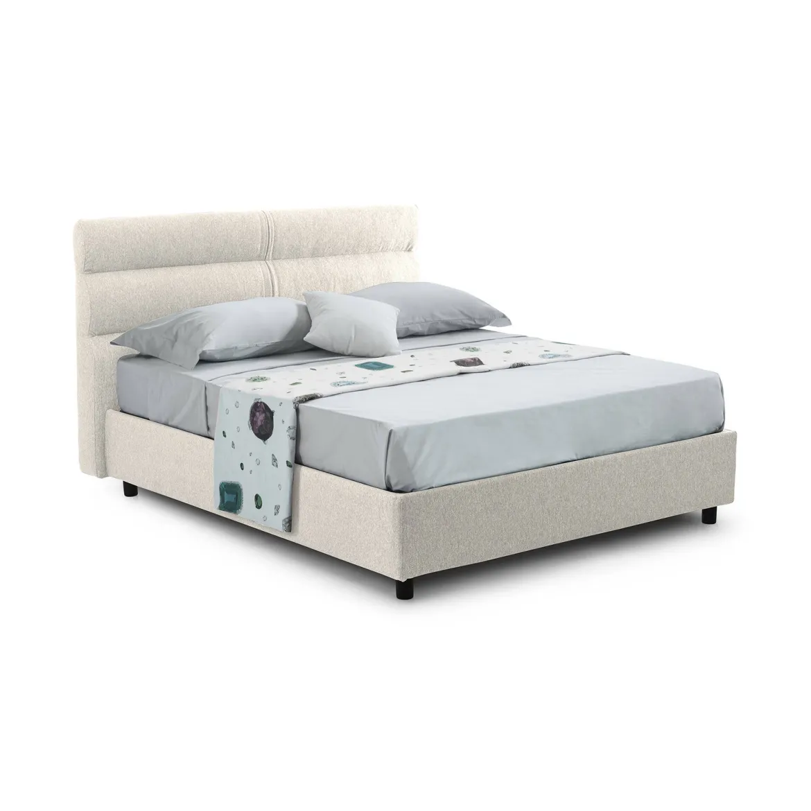 Letto Piazza e Mezza Beige Sfoderabile Contenitore, Dimensione Materasso 120x200 cm Made in Italy - Briona