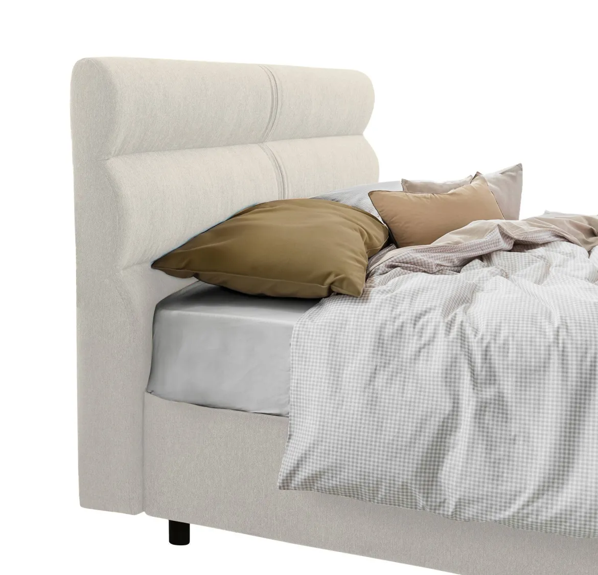 Letto Piazza e Mezza Beige Sfoderabile Contenitore, Dimensione Materasso 120x200 cm Made in Italy - Briona