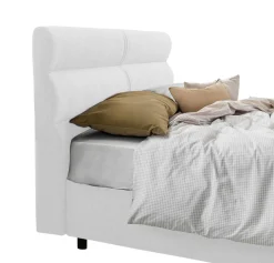 Letto Piazza e Mezza Bianco Sfoderabile Contenitore, Dimensione Materasso 120x190 cm Made in Italy - Brivio