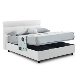 Letto Piazza e Mezza Bianco Sfoderabile Contenitore, Dimensione Materasso 120x190 cm Made in Italy - Brivio