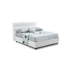 Letto Piazza e Mezza Bianco Sfoderabile Contenitore, Dimensione Materasso 120x200 cm Made in Italy - Briona