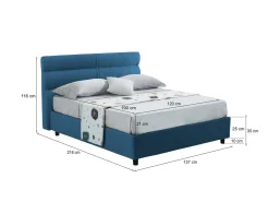 Letto Piazza e Mezza blu Materasso Incluso Sfoderabile, Contenitore Made in Italy - Briosco