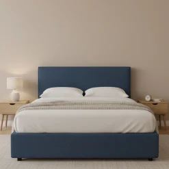 Letto Piazza e Mezza blu Sfoderabile Contenitore, Dimensione Materasso 120x190 cm - Ciconio