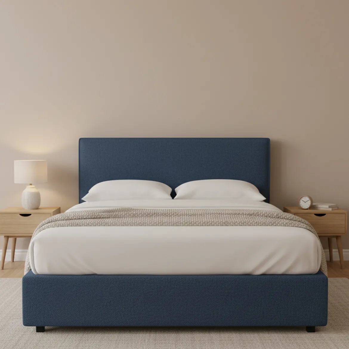 Letto Piazza e Mezza blu Sfoderabile Contenitore, Dimensione Materasso 120x190 cm - Ciconio