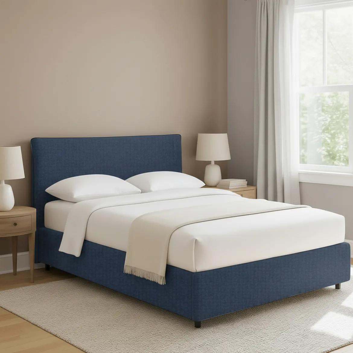 Letto Piazza e Mezza blu Sfoderabile Contenitore, Dimensione Materasso 120x190 cm - Dogliola