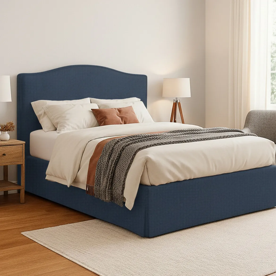 Letto Piazza e Mezza blu Sfoderabile Contenitore, Dimensione Materasso 120x190 cm - Lavagna