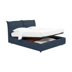 Letto Piazza e Mezza blu Sfoderabile Contenitore, Dimensione Materasso 120x190 cm - Rabbi