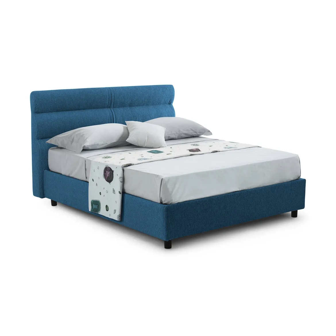 Letto Piazza e Mezza blu Sfoderabile Contenitore, Dimensione Materasso 120x200 cm - Codevigo