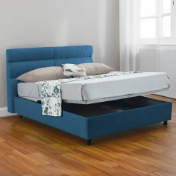 Letto Piazza e Mezza blu Sfoderabile Contenitore, Dimensione Materasso 120x200 cm - Codevigo