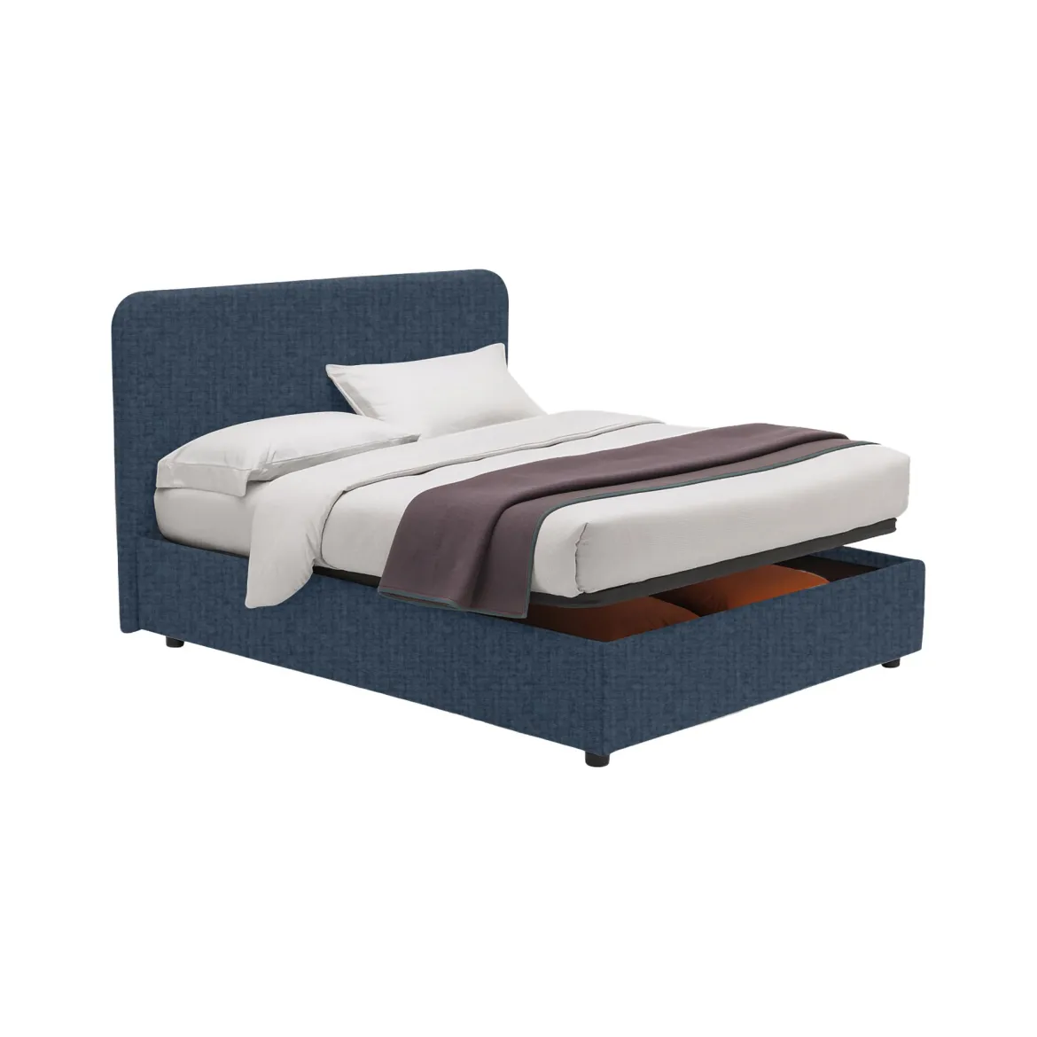 Letto Piazza e Mezza blu Sfoderabile Contenitore, Dimensione Materasso 120x200 cm - Silandro