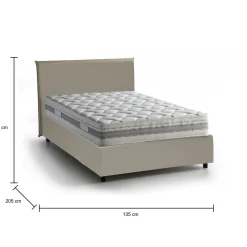Letto piazza e mezza Dacem, con materasso Cm 120x190 incluso, Tortora