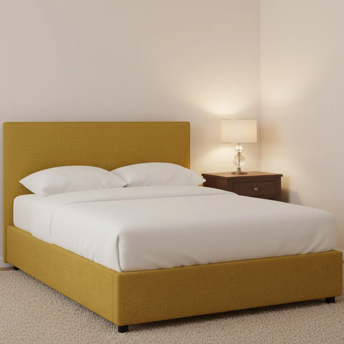 Letto Piazza e Mezza Giallo Ocra Sfoderabile Contenitore, Dimensione Materasso 120x190 cm - Ciconio