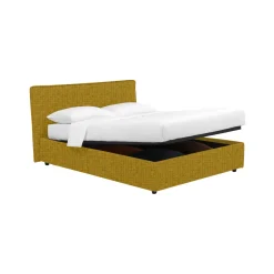 Letto Piazza e Mezza Giallo Ocra Sfoderabile Contenitore, Dimensione Materasso 120x190 cm - Cirie