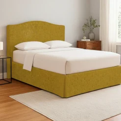 Letto Piazza e Mezza Giallo Ocra Sfoderabile Contenitore, Dimensione Materasso 120x190 cm - Medolago