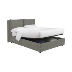 Letto Piazza e Mezza Grigio Cenere Sfoderabile Contenitore, Dimensione Materasso 120x190 cm - Forli