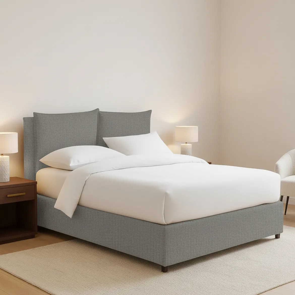 Letto Piazza e Mezza Grigio Cenere Sfoderabile Contenitore, Dimensione Materasso 120x200 cm - Marmora