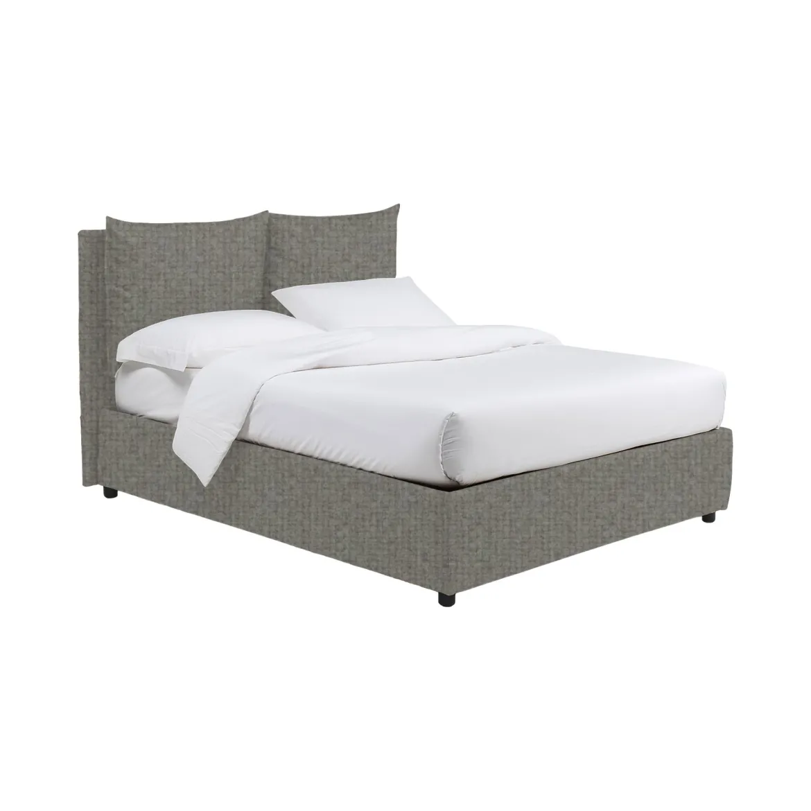 Letto Piazza e Mezza Grigio Cenere Sfoderabile Contenitore, Dimensione Materasso 120x200 cm - Marmora